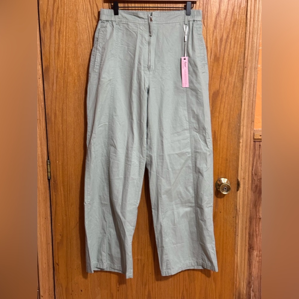 Qinsen NWT womens super wide leg zip pants sz XL cotton